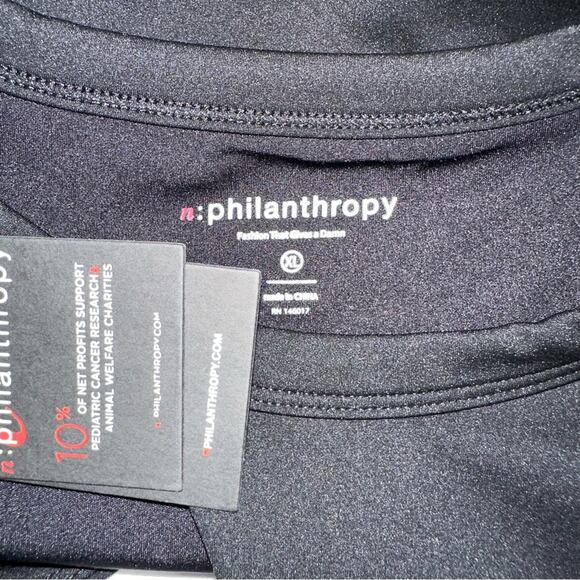 NWT n:Philanthropy Roxbury Cutout Black Long Sleeve Cropped Top XL - Picture 5 of 8